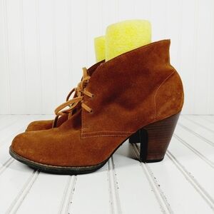 Clarks Indigo Women's Water Row Brown Leather Lace Up Block Heel Ankle Boot E933